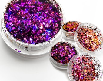 Holographic Color Shift Metallic Foil Flake Art Pigments "Imperial Orchid" Lumiere Lusters for Lampworking and Polymer Clay