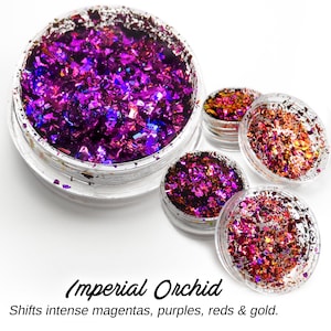 Imperial Orchid Flake- Lumiere Lusters Color Shifting Chameleon Holographic Metallic Foil Flake Art Pigment