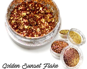 Golden Sunset Flake - Orange Gold Lumiere Lusters Color Changing Chameleon Metallic Foil Art Pigment