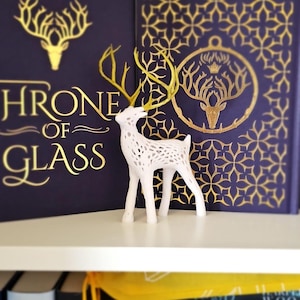 White Stag | Thorn of Glass ACOTAR | SJM Inspired | Bookish Decor | Sarah J. Maas Gift | ToG Lord of the North Stag with Gold Horns