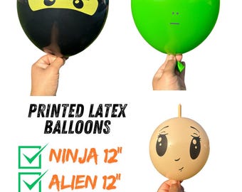 Printed Latex Balloons / ninja, alien, and doll printed balloon