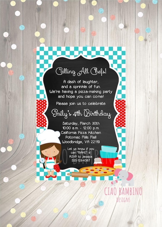 Printable Little Chef Birthday Party Invitation Pizza Party Etsy