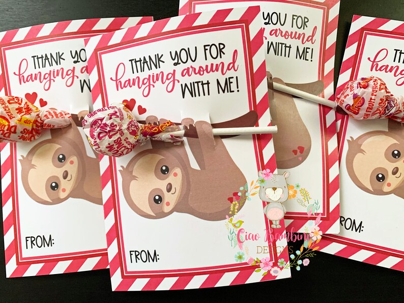 Sloth Valentine Cards for Kids Printable | Sloth Treat Holder Valentine ...
