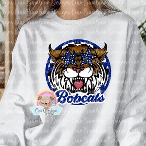 Bobcats Mascot PNG for Sublimation Designs, Stickers, School Spirit Shirt | Preppy Mascot Shirt Clip Art | Blue Bobcat| Instant Download