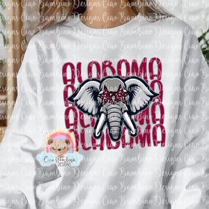 Alabama mascotte PNG pour sublimation, autocollants, esprit d'école | Clipart de mascotte BCBG | Mascotte d'éléphant | TÉLÉCHARGEMENT IMMÉDIAT