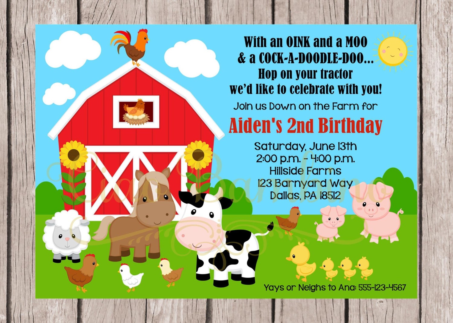 PRINTABLE Farm Birthday Party Invitation/ Down on the Farm | Etsy