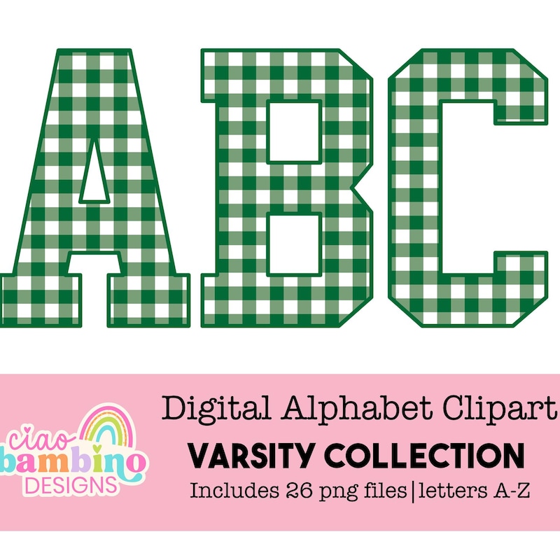Gingham Lettering Png - Etsy