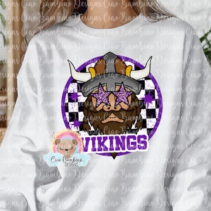 Vikings Mascot PNG for Sublimation Designs, Stickers, School Spirit Shirt | Preppy Mascot Shirt Clip Art | Purple Viking| Instant Download