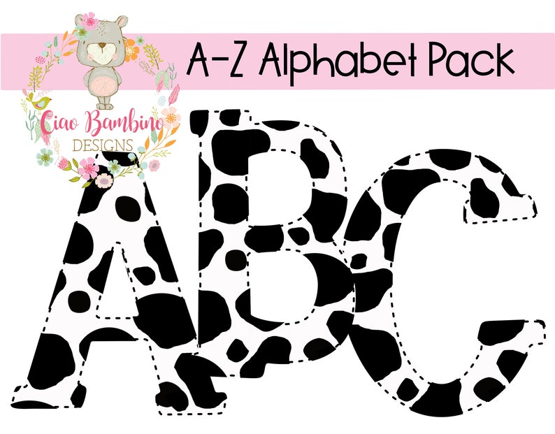 Country Cow Print Alphapack Letters