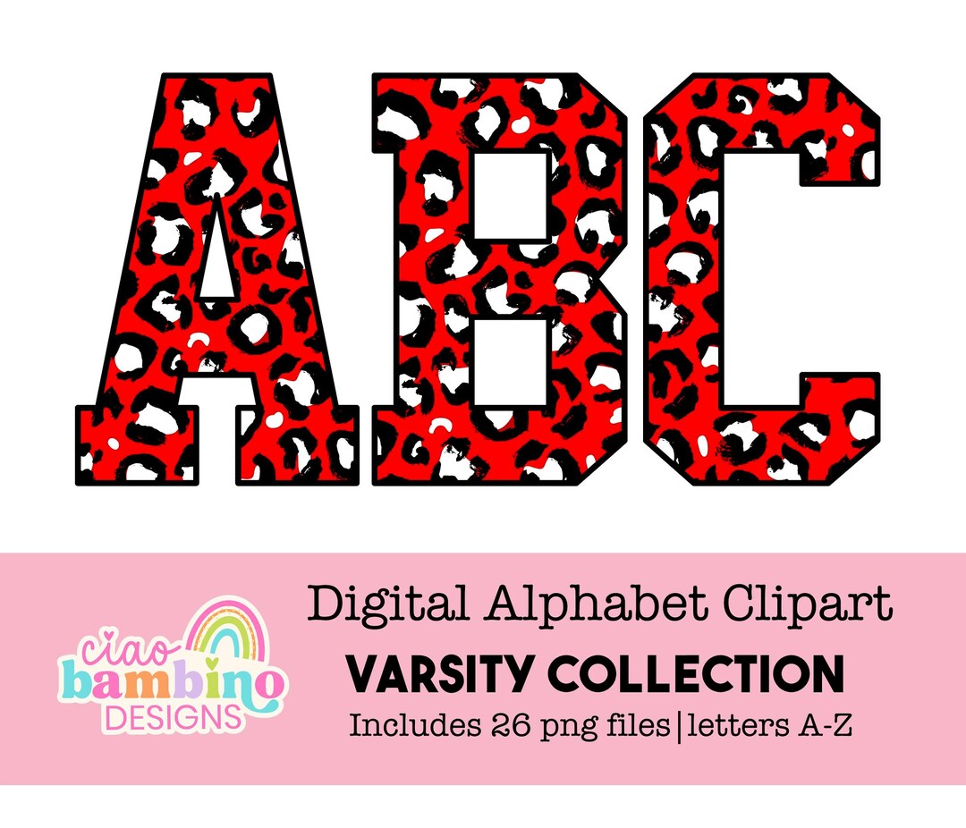 Red and Black Leopard Print Digital Alphabet | Png Letters A-Z for ...