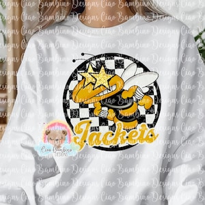 Yellow Jackets Mascot PNG for Sublimation Designs, Stickers, School Spirit Shirt | Preppy Mascot Shirt Clip Art | Jackets | INSTANT DOWNLOAD