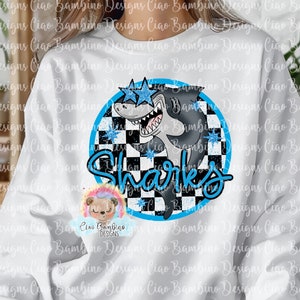 Sharks Mascot PNG for Sublimation Designs, Stickers, School Spirit Shirt | Preppy Mascot Shirt Clip Art | Blue Shark| INSTANT DOWNLOAD