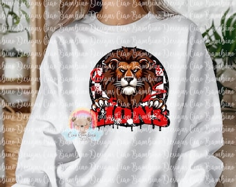 Red Lion Mascot PNG for Sublimation Designs, Stickers, School Spirit Shirt | Graffiti Mascot Clip Art | Lion Graffiti | INSTANT DOWNLOAD
