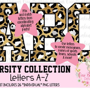 Gold Leopard Alphabet Pack / Leopard Print Alphapack / Letters A - Z for Sublimation Designs / Cheetah Print Alphabet / INSTANT DOWNLOAD
