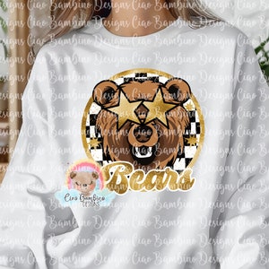 Gold Bears Mascot PNG: School Spirit Shirt Design (Instant Download)