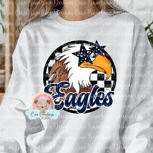 Eagles Mascot PNG for Sublimation Designs, Stickers, School Spirit Shirt | Preppy Mascot Shirt Clip Art | Navy Blue | INSTANT DOWNLOAD