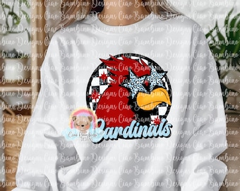 Cardinals Mascot PNG | Red Cardinal School Spirit Design | Preppy Retro Mascot Shirt PNG | Sublimation & DTF Design | Instant Download