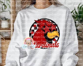 Cardinal Mascot PNG | Red Cardinals School Spirit Design | Preppy Retro Mascot Shirt PNG | Sublimation & DTF Design | Instant Download