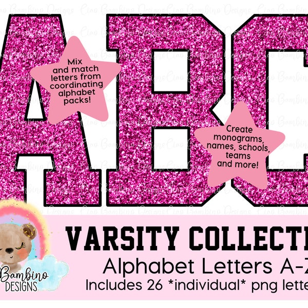 Pink Varsity Letters Stickers Etsy