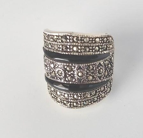 Sterling Silver Marcasite Ring - image 1