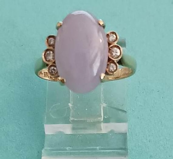 14K Lavender Jade & Diamond Ring