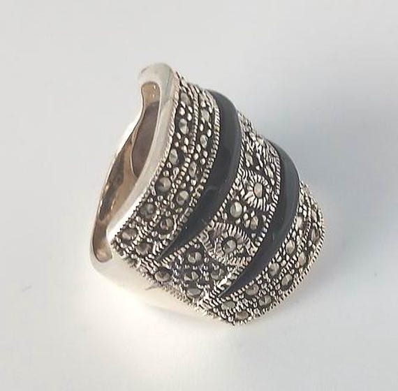 Sterling Silver Marcasite Ring - image 2