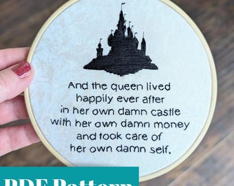 And The Queen Lived Happily Ever After Embroidery Pattern PDF Download