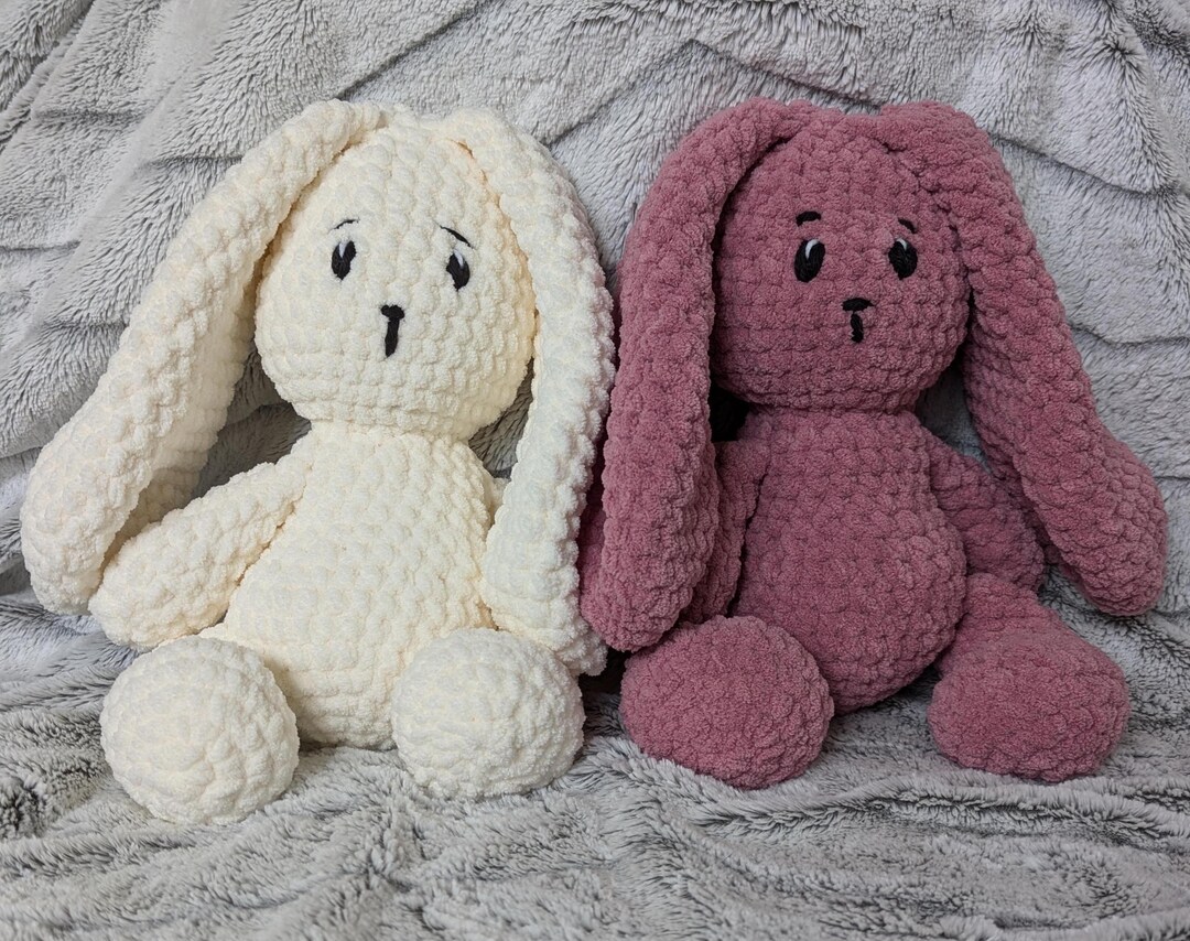 Handmade Crochet Bunny Plushie, Soft Cuddly Mauve or off White Rabbit ...