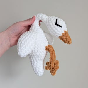 Handmade Crochet Goose or Mallard Duck Plushie, Sleepy Huggable Toy, Snuggly Little Baby Shower Gift made with Embroidered Eyes image 7