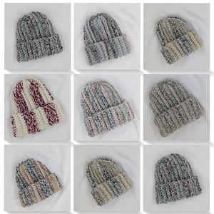 Handmade Chunky Crochet Beanies / Made with Wool Blend Yarn / Multiple Color Options