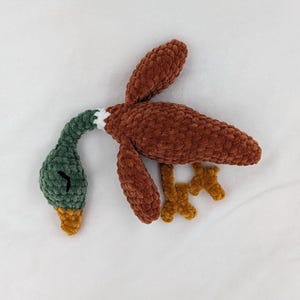Handmade Crochet Goose or Mallard Duck Plushie, Sleepy Huggable Toy, Snuggly Little Baby Shower Gift made with Embroidered Eyes Mallard Duck