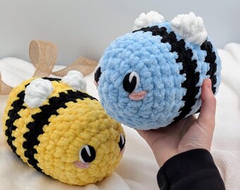 Jumbo Crochet Bumble Bee Plushie: Soft Stuffed Insect Toy