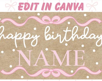 Happy Birthday Bows and Dots Banner Template