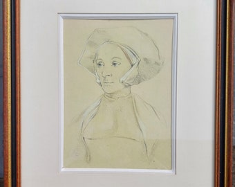 dessin du « Portrait d'une femme anglaise inconnue » de Hans Holbein