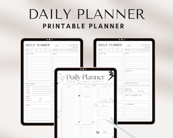 Daily Planner Printable, Productivity Organiser, To-Do List, Hourly Schedule, Daily Overview, 24 Hour Planner, Instant Download Planner