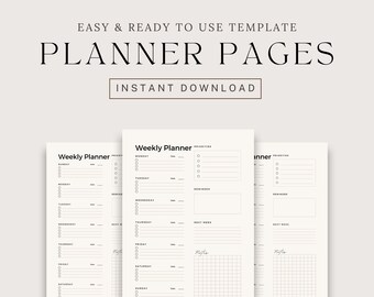 Weekly Planner Printable To Do List, Minimal Weekly Schedule, Weekly Organizer Journal, Weekly Agenda, Week At a Glance, A4/A5/Letter/Half