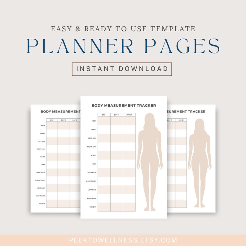 Printable Body Measurements Tracker, Measurement Chart, Weight Gain and ...