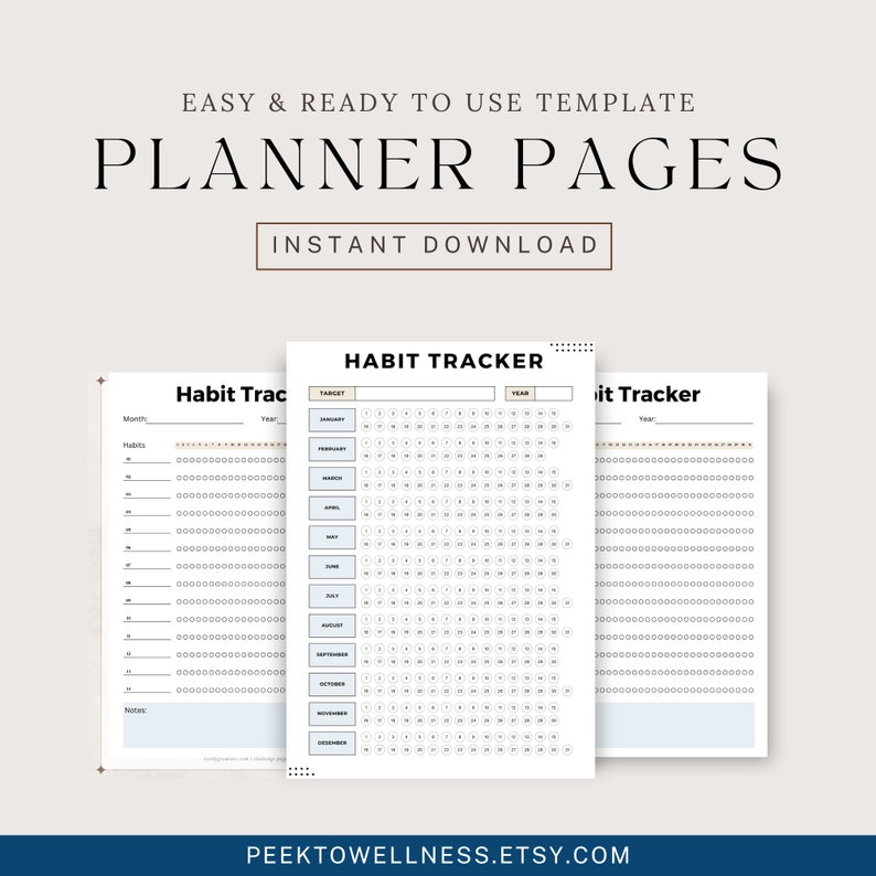 Habit Tracker Printable, Habit Tracker Template, Routine Tracker, 7 Day ...