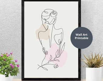 Arte de pared imprimible, impresión de arte boho abstracto, impresión de sala de estar, impresión de arte de línea moderna digital de mediados de siglo, decoración de pared descargar arte