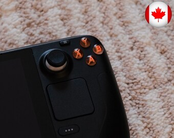 Steam Deck Clear Buttons 3D Neo Oranje Tekst OLED & LCD Compatibel Steam Deck Vervanging FaceButtons Cadeau voor gamers