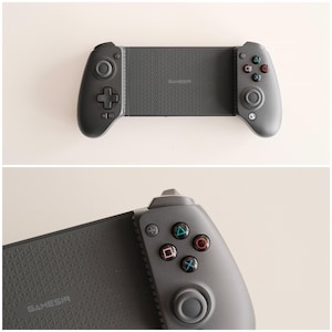 May include: A dark gray GameSir mobile gaming controller. The controller has a textured grip and features a directional pad, analog sticks, and action buttons. The GameSir logo is visible on the device.