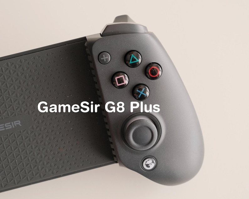 May include: A gray GameSir G8 Plus gaming controller. The controller features a directional pad, colored action buttons, and a joystick. The text "GameSir G8 Plus" is printed on the device.