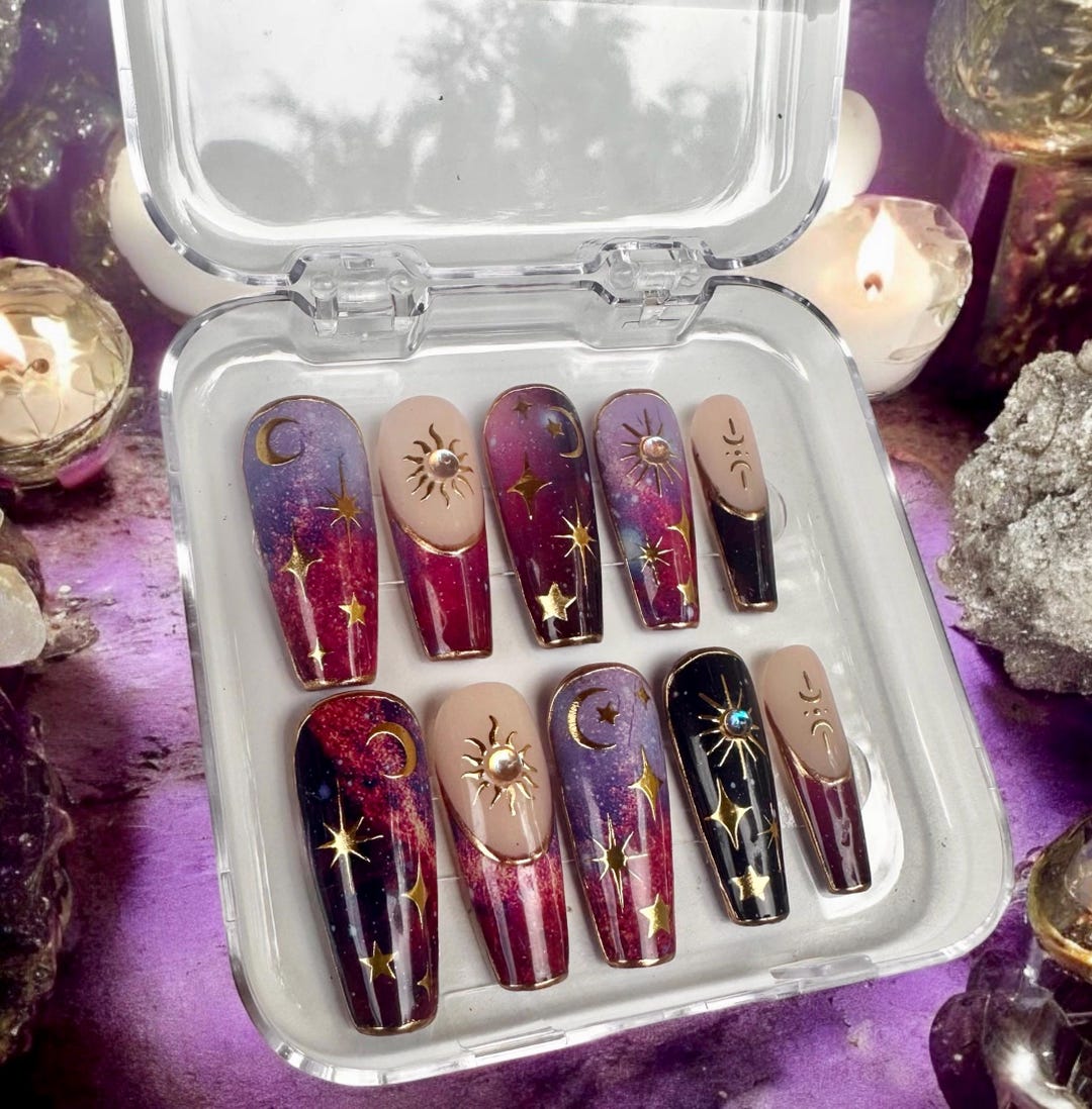 Handmade Gothic Celestial Press on Nails: Witchy Nail Set - Etsy