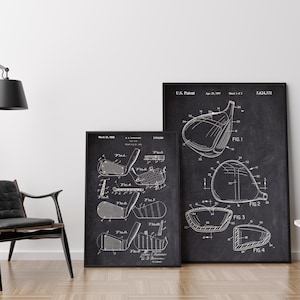 Golf Patent Print Set of 2 – Golf Club Patent Prints, Golf Wall Art, Golf Gifts for Him, Golf Wall Decor, Golf Set Instant Download