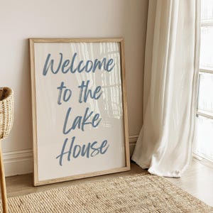 Welcome To The Lake House Typography Art Print - Lakehouse Wall Art, Decor, Coastal Decor, Lake Vintage Wall Art, Summer Lake Coastal Art
