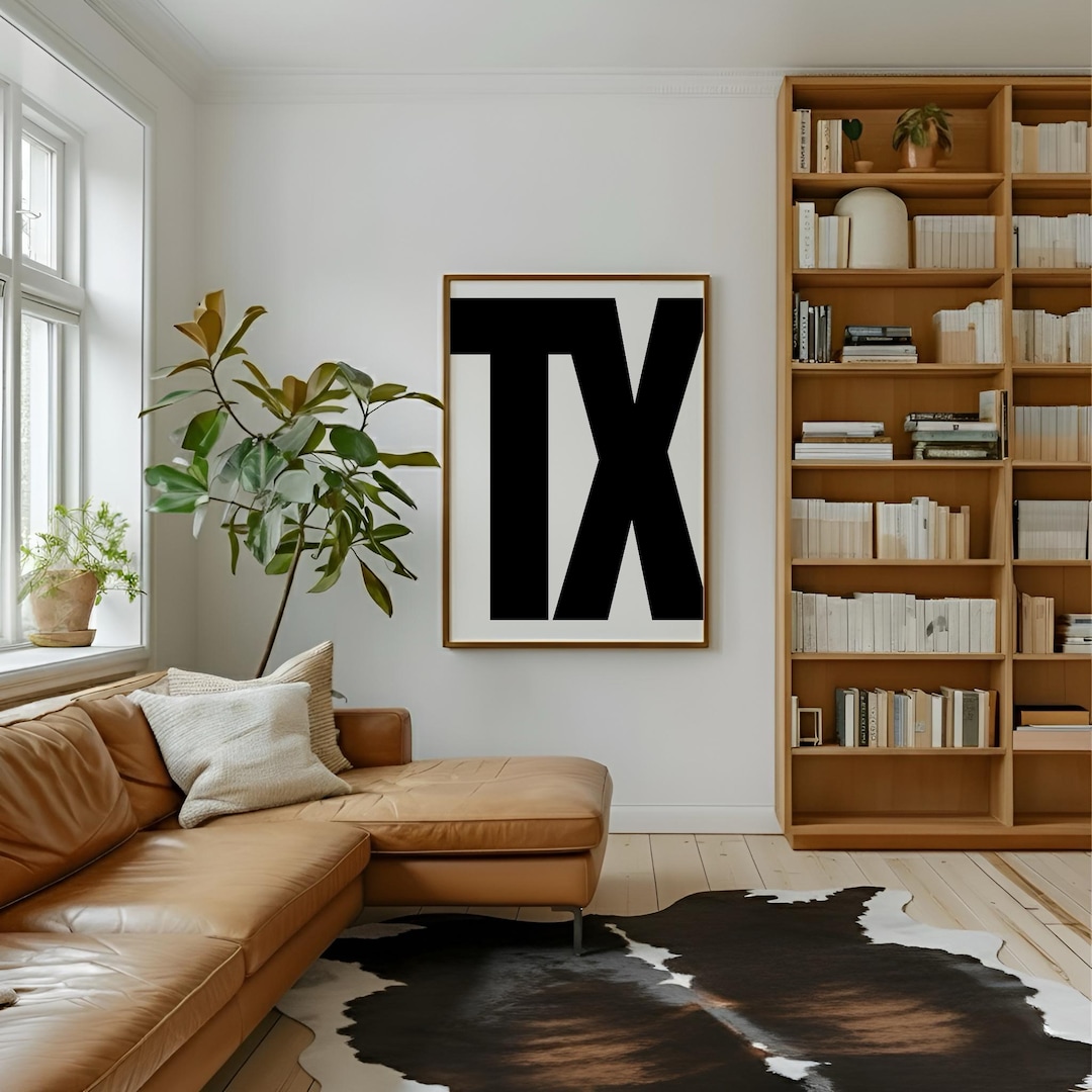Minimal Texas Print, TX Poster, B&W Texas Wall Art, Texas State Decor ...