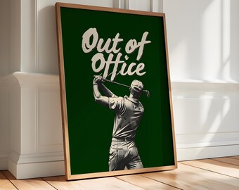 Out of Office Golf Wall Art,Golf Gift Printable,Swing Club Golf Wall Decor for Men,Sports-Inspired Decor,Man Cave Golf Decor,Golf-Themed Art