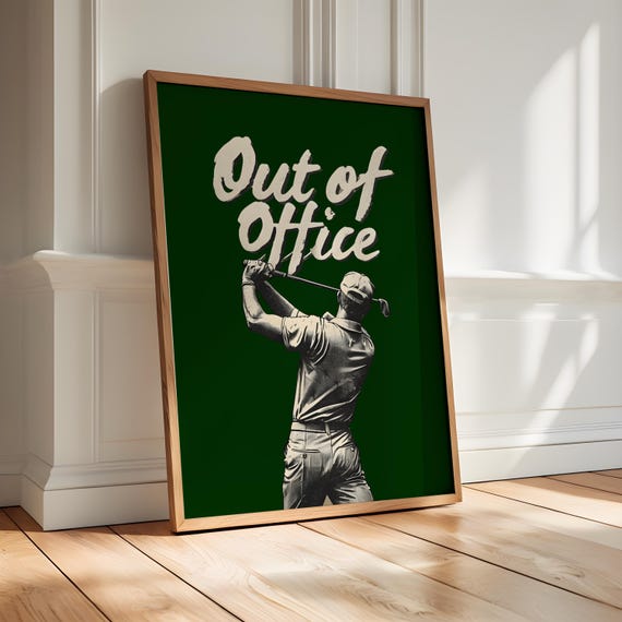 Out of Office Golf Wall Art,Golf Gift Printable,Swing Club Golf Wall Decor for Men,Sports-Inspired Decor,Man Cave Golf Decor,Golf-Themed Art