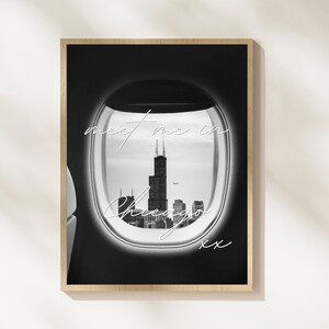 Meet Me in Chicago Digital Wall Art - Chicago Cityscape Print, Romantic Chicago Poster, Chicago Typography Art, Printable Chicago Decor