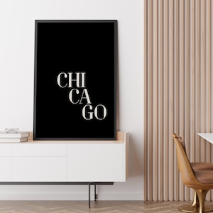 CHICAGO Digital Wall Art - Chicago Typography Printable Wall Art, Modern Chicago Poster, Minimalist Chicago Wall Decor, Instant Download